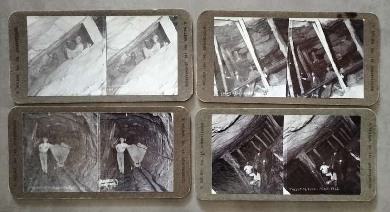 Antique deep level mining stereo views (x14)