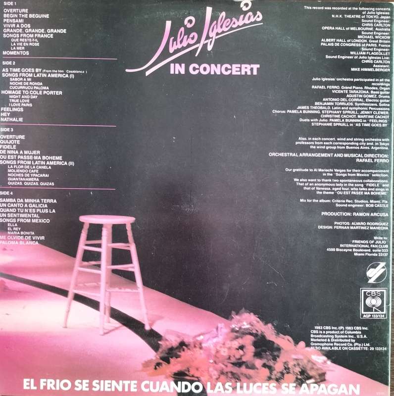 Vintage Vinyl / LP / Record - Julio Iglesias - In concert (2LP)