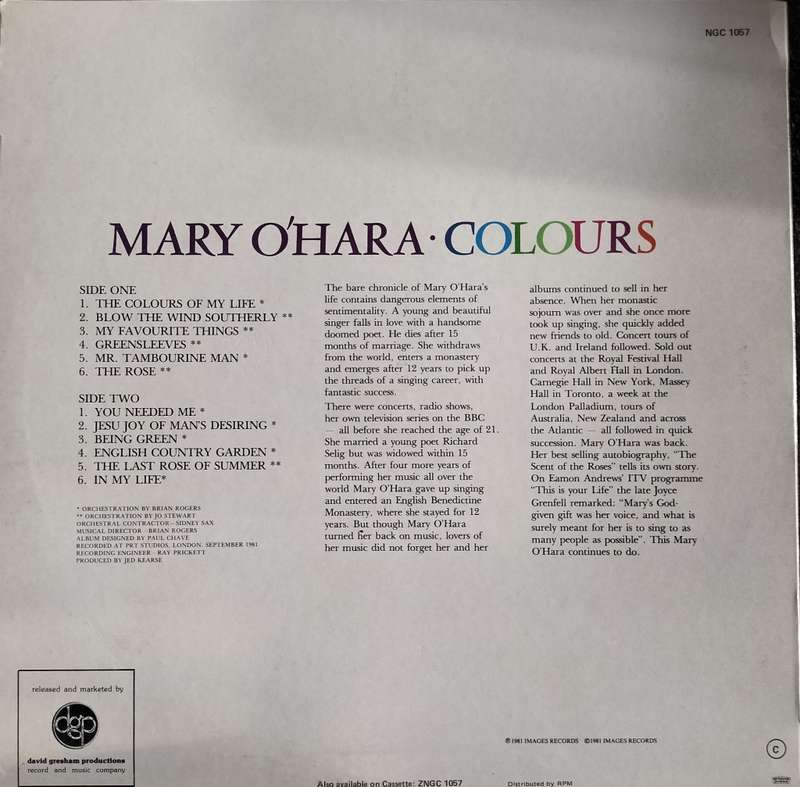 Vintage Vinyl / LP / Record - Mary O`Hara - Colours (Harp)