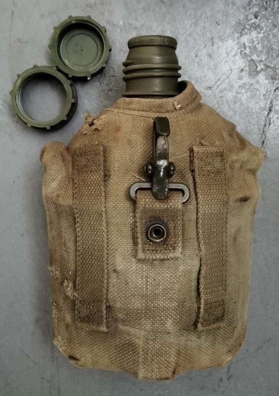 Vintage Army water bottles (x 2) - damaged lid