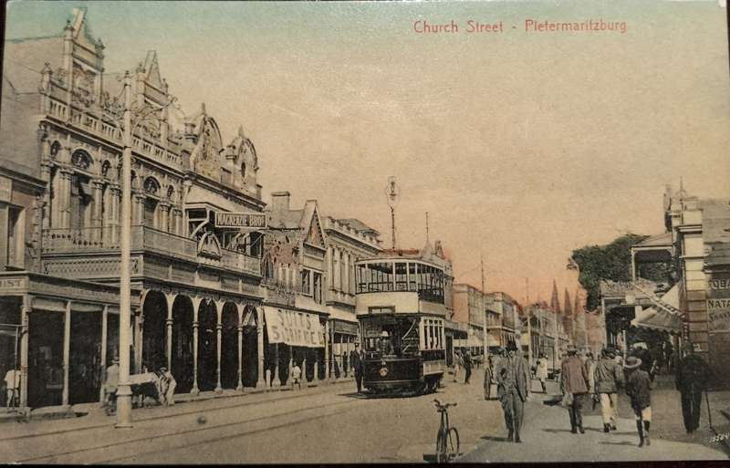 Vintage unused Picture Postcard - Pietermaritzburg - Church Street (with tram) street