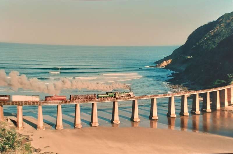 Back then - Kaaimansriver railway bridge showing steam train