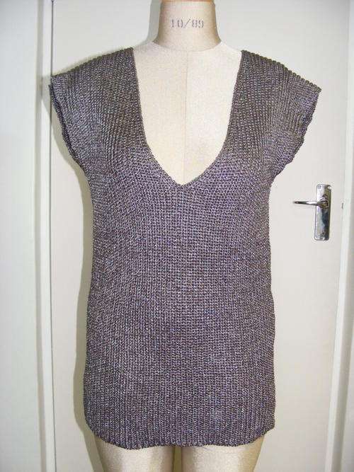 VINTAGE Carolyn Taylor metallic grey look slsve jersey