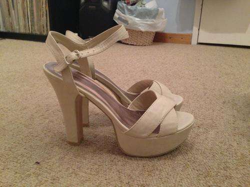 Ladies vintage look cream platform shoes MARKED DOWN