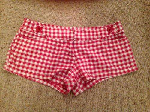 Ladies red and white check shorts