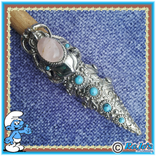 HEAVY METAL RING WITH GENUINE ROSE QUARTZ & BLUE JASPER STONES