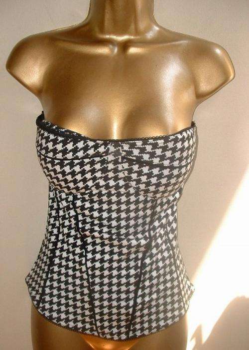 10 - 12 / 34 - 36 New black and white bustier padded boob tube top
