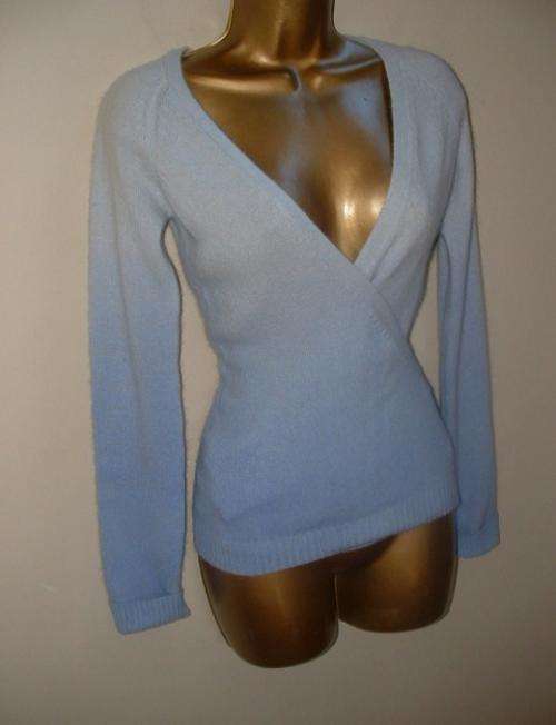 medium,  large  xlarge New blue ANGORA WOOL wrap jersey ladies