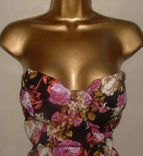 8 14 16 / 32 38 40 New bustier floral dress padded bust elastic back for fit - Hot!