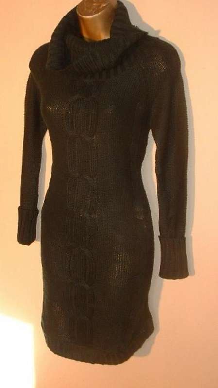 small, or  large Green polo neck jersey dress long length new
