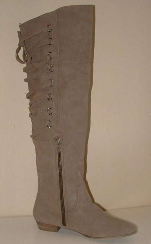 5, 7 8 / 38, 40, 41     Camel or Khaki knee heigh low heel flat LACE UP boots Must See HOT.
