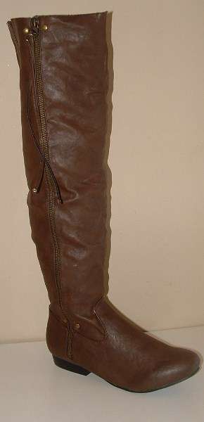 size 6 ------ New Knee High choc brown tassle low heel flat boots Hot!