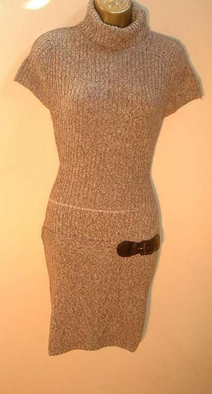 8, 10, 12, 14 New ladies knitwear dress - 2 styles - beige or grey WHOLESALE PRICE