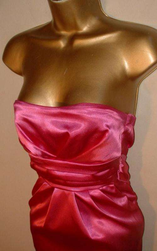 8 / 32 New pink satin look back tie dress - above the knee.