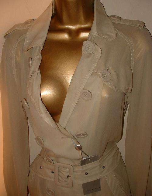 NEW 32 or a size 40 Jenni Button SILK beige trench coat - Retails for R1650.00