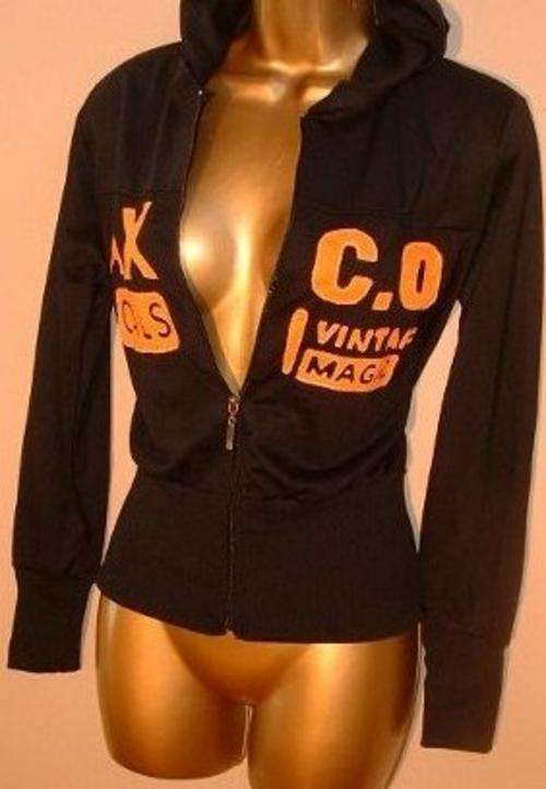 8 - 10 / 32 - 34 New ladies black HOODY tracksuit top