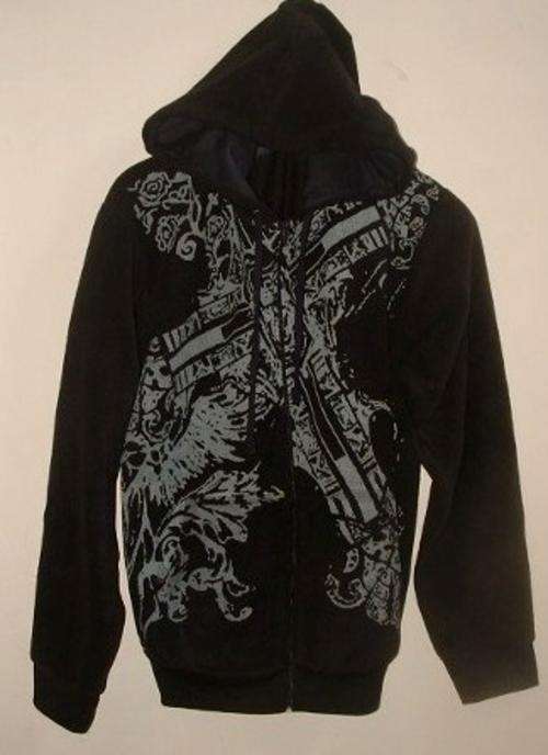LARGE Mens new black fleece hoodie tracksuit style top with hood.