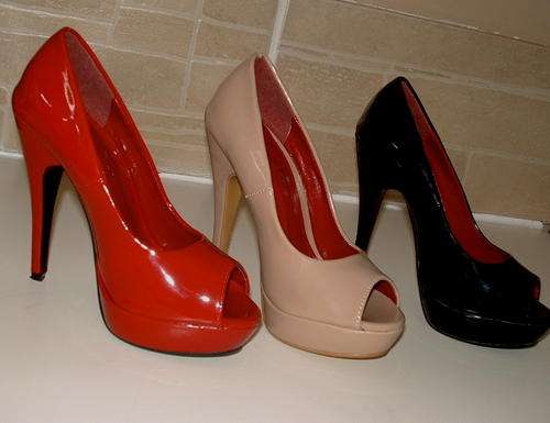 3, 4, 5, 6, 7, 8 NEW RED / BLACK / NUDE BEIGE / PATENT PEEPTOE HIGH HEEL SHOES