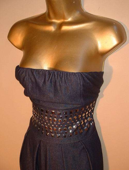 New soft denim look stud * DRESS * bustier boobtube style 8 - 10 / 34 - 36