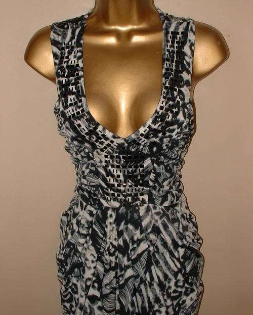 10 / 34 New ladies soft stretch animal print sequin dress - stunning quality garment.
