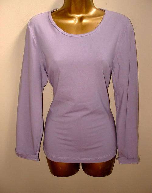 12 / 36 GENEROUS FIT, fiited new lilac stretch QUALITY garment lady`s shirt / top.