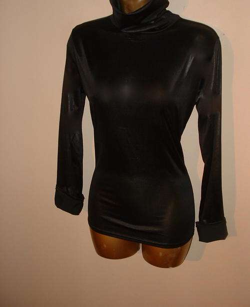 12 / 14 - 36/38 new black WET LOOK sexy poloneck ladies.