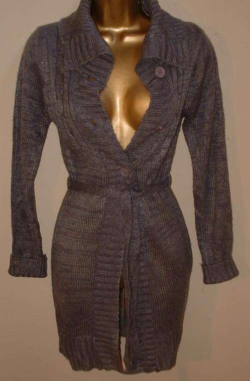 8 / 32 new purple grey knitwear jersey cardigan.