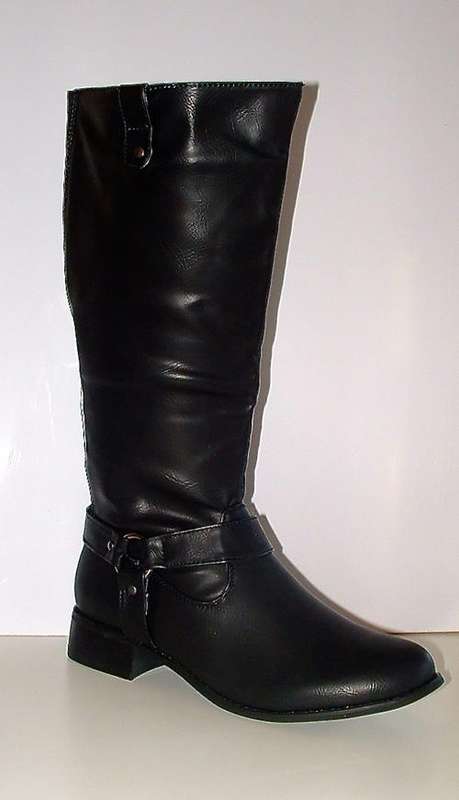 3 4 5 6 7 8 (36 37 38 39 40 41) Black rider / riding fashion flat boots elastic FITS BIG CALF