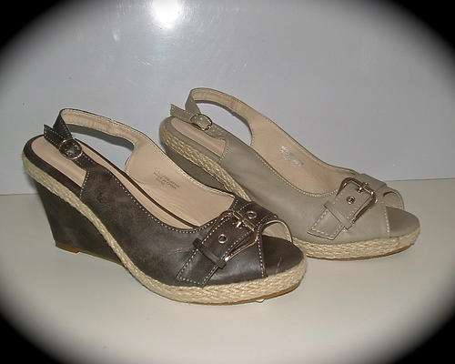 Grey or Taupe summer wedge shoes size 6 or 7