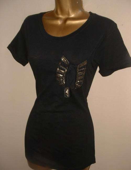 size 10 / 34      new black and gold longer embellished top    EVERYTHING ON SALE NOW