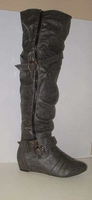 Size 3 Last pair grey thigh high boots.