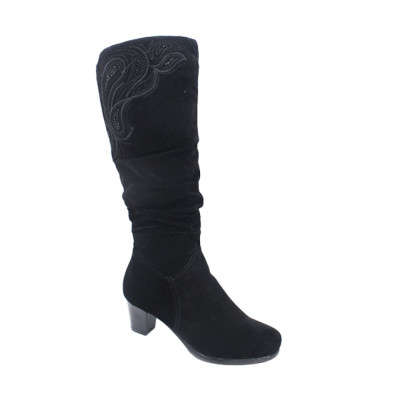 SIZE 6 1/2 Embroidery sequin black boots imported !
