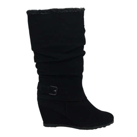 3,4, 5, 6, 7 (36, 37, 38, 39, 40) new BLACK SLOUCH SUEDE look wedge boot fully fur lined - IMPORTED