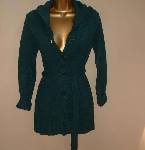 Size 10 / 34    new by    ZARA   button up HOODY jersey / cardigan.  BLACK only