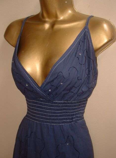 size 12 - 14 new ladies blue long dress sequins.