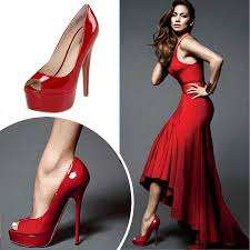 Size 4 New Red Patent Peep toe platform high heel shoes