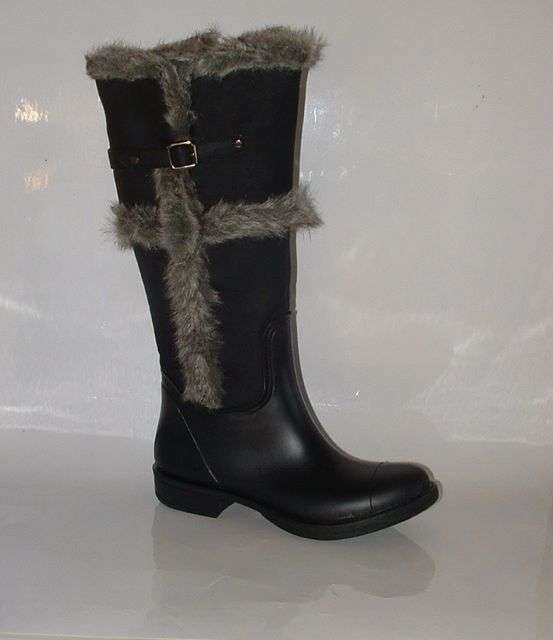 Size 6 New Gum boot pu leather fur boots.