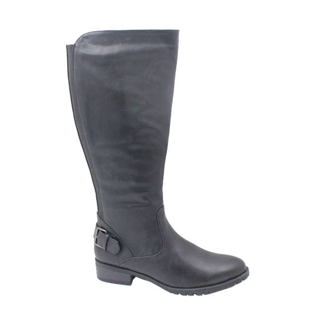 Size 7       New BLACK rider mid-calf boots, elastic back extra calf space