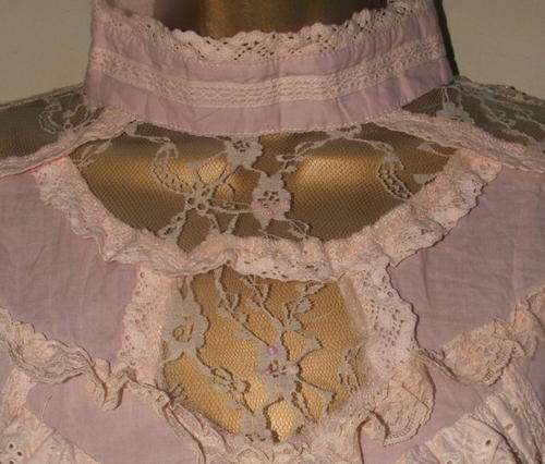 size 34 Ladies victorian baby pink lace crisp twist shirt by MD Limited Collection.