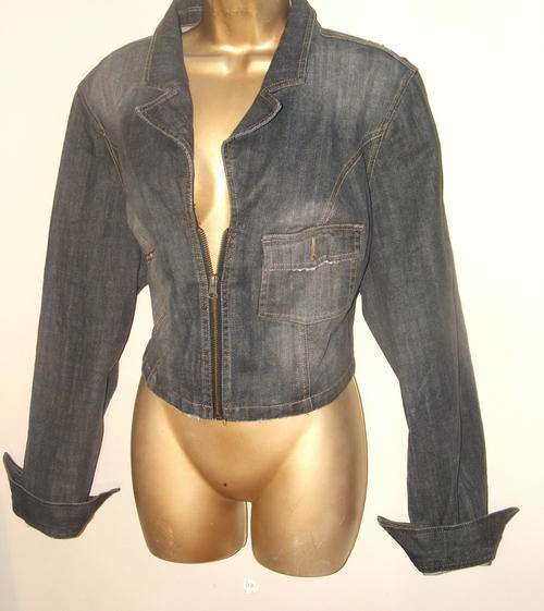 Size 16 Ladies black jean jacket denim crop coat,.