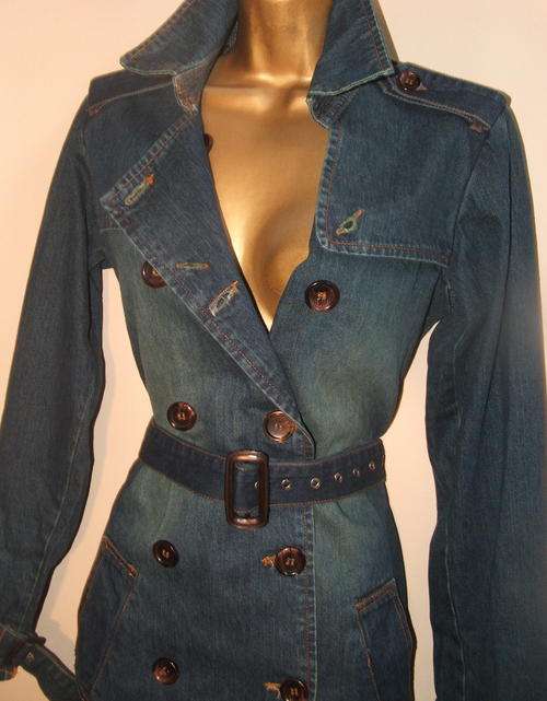36/12 New jeans denim matrix coat belted sassy & sexy celebrity madonna style.