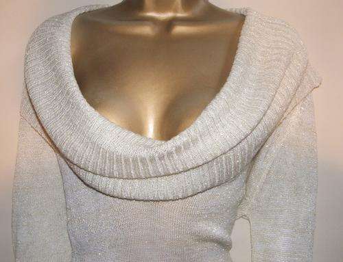 16 - 18 40 - 42 PLUS SIZE WHITE GOLD COWL NECK LONG LENGH JERSEY / DRESS