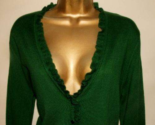 18 - 20 / 42 - 44 New plus size ladies green frill ruffle jersey knitwear top. .