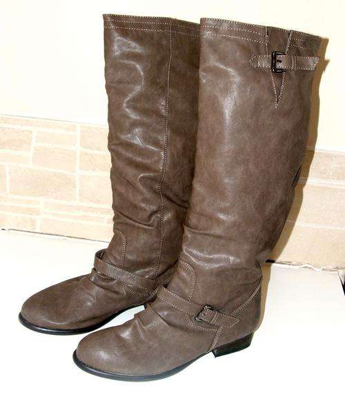 New 4 5 6 7 Taupe / mink flat / low heel below the knee ladies boots - bargain wholesale price