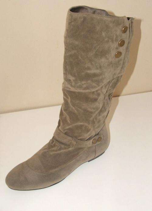 Size 6 / 39 New Taupe ladies mid-calf boots suede look, Plenty calf space!