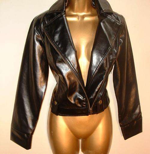 10 / 34 New ladies black leather look jacker / coat - one only.