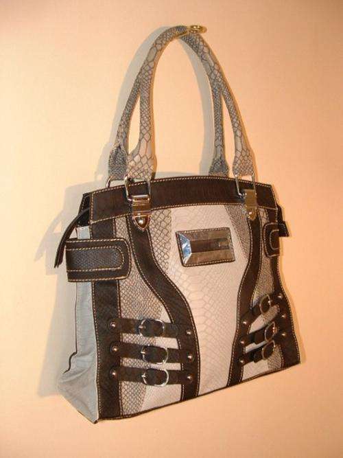 New ladies cream, beige, grey, brown faux snakeskin posh tote, hobo handbag HOT