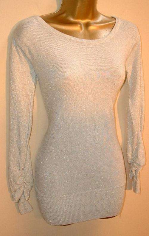 suits a size 10to small 12 / 34 - 36 New ladies silver white jersey top posh.