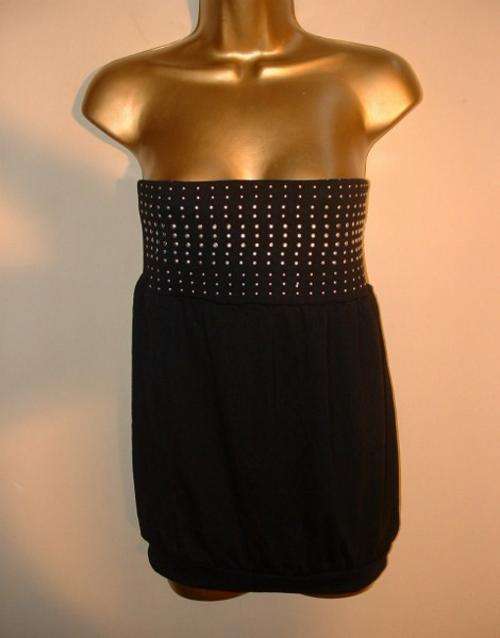 10 / 34 New ladies black silver stud bustier boob tube top