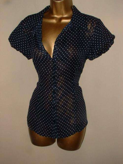 10 / 34 Brand new navy blue polks dot silky feel shirt